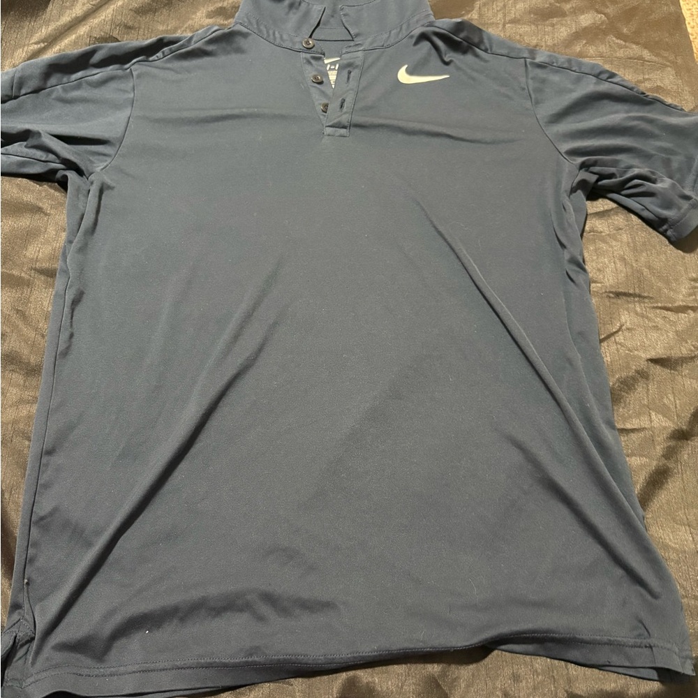 Nike Boys Dark Blue Polo Shirt with White Logo, Youth XL